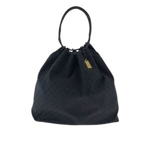 Vintage GG Gucci Canvas Bucket Bag Shoulder Black Travel G91379 Italy READ